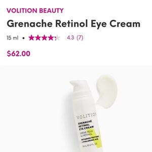 Volition Beauty Grenache Retinol Eye Cream Peptides + Hyaluronic NIB